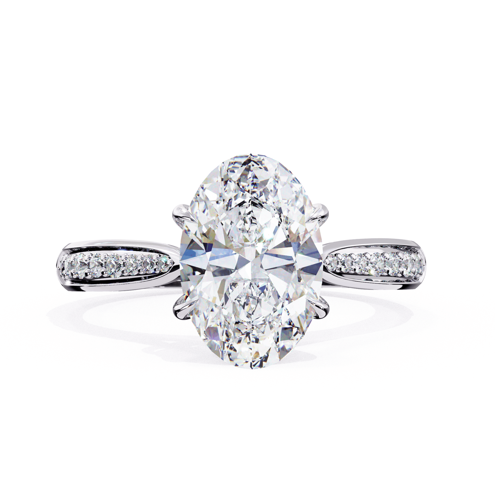 Oval Diamond Engagement Ring with Split Pave Band
